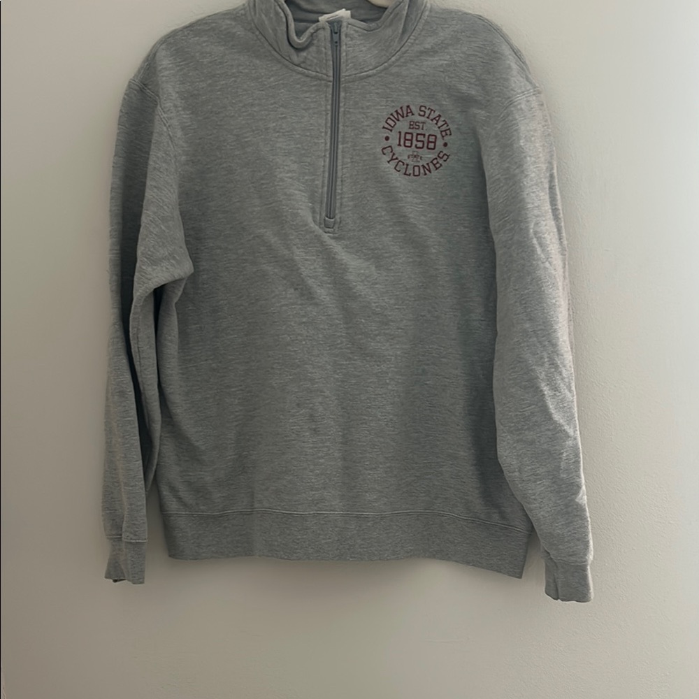 Port and Company Gray Zip Up Sweater